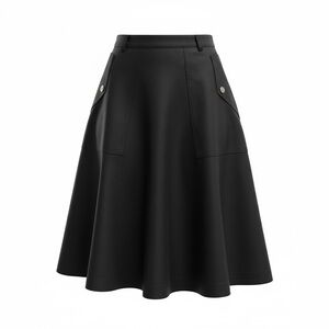 Marc by Marc Jacobs Black A-Line Midi Skirt with Front Pocket Tabs
